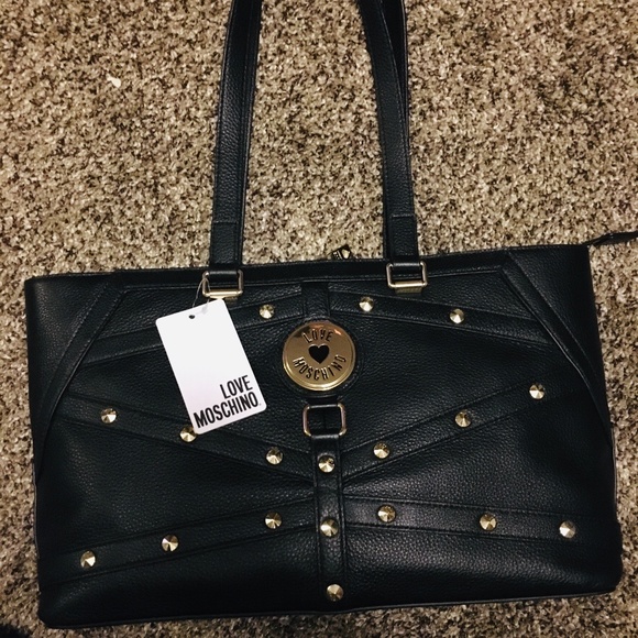 Love moschino borsa VIT natural grain black shoulder bag